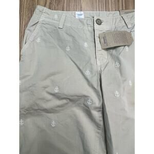 Lands’ End Size 2 Women’s Canvas Anchor Embroidery Slim Slouch Tan Nautical NWT